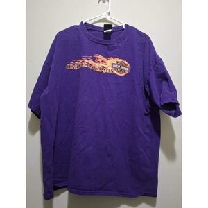 Harley Davidson Biker Flames Twin Cities Graphic T Shirt Purple Short Sleeve XXL